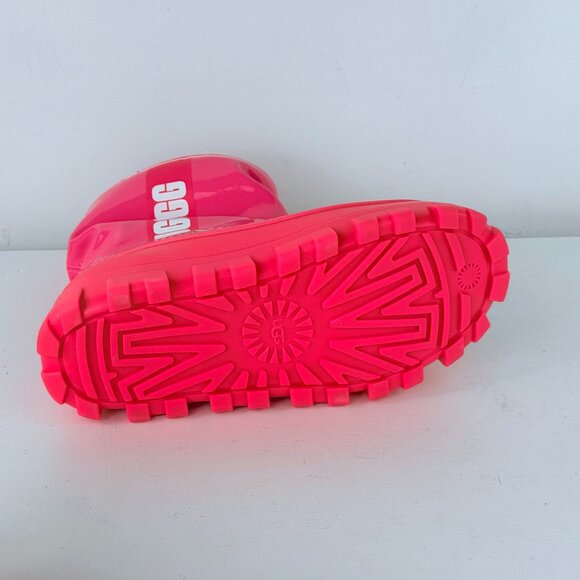 Youth Size 4 - UGG Classic BRELLAH MINI Rain/Winter Girls Boots - Super Coral - Picture 4 of 6